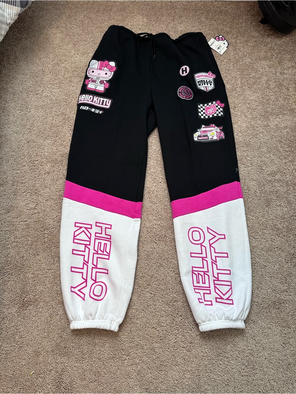 Hello Kitty Black, White & Pink Colorblock Jogger Sweatpants